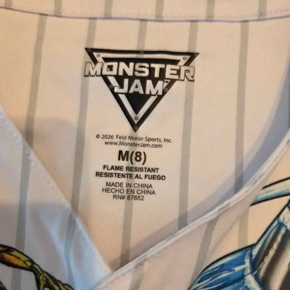 Monster Jam boys Medium 8 jersey style button down shirt and shorts set new